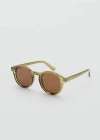 Mango Man Round-framed Sunglasses Khaki In Khaki