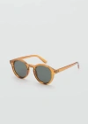 Mango Man Round-framed Sunglasses Ochre