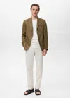 Mango Man Salerno 100% Linen Slim Fit Suit Blazer Khaki
