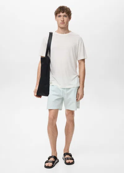 Mango Man Maillot De Bain Effet Seersucker Vert D´eau - Homme - Xl -
