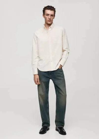 Mango Man Semi-transparent Chiffon Dress With Ruffles White In White