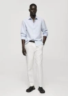 MANGO MAN CLASSIC-FIT LINEN-BLEND SHIRT SKY BLUE