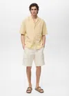 Mango Man Chemise Col Bowling Broderies Vanille - Homme - S -  In Vanille
