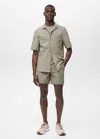 Mango Man Chemise À Poches Col Bowling Kaki - Homme - S -