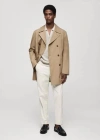 Mango Man Short Cotton Trench Coat Medium Brown In Medium Brown