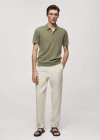 Mango Man Short-sleeved Knitted Polo Shirt Forest Green