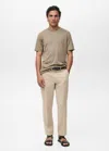 Mango Man Short-sleeved Lyocell T-shirt Mink Grey In Mink Grey