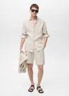 Mango Man Bermuda Slim-fit 100 % Lin Écru - Homme - 48 -  In Ecru