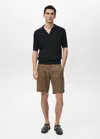 Mango Man Bermuda Slim-fit 100 % Lin Vert Moyen - Homme - 48 -  In Medium Green