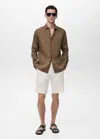 Mango Man Bermuda Slim-fit 100 % Lin Blanc Cassé - Homme - 48 -  In Off White