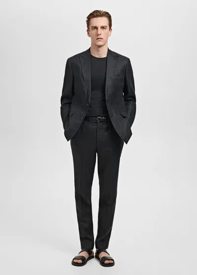 Mango Man Amalfi 100% Linen Slim-fit Suit Pants In Black