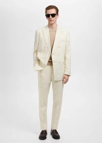 Mango Man Amalfi 100% Linen Slim-fit Suit Pants In Ivory White