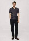 MANGO MAN SLIM-FIT 100% LINEN TROUSERS BLACK