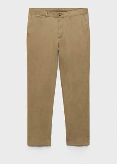 Mango Man Pantalon 100 % Lin Slim Fit Kaki - Homme - 46 -  In Khaki