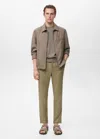 Mango Man Pantalon 100 % Lin Slim Fit Kaki - Homme - 48 -  In Brown