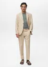 Mango Man Pantalon 100 % Lin Slim Fit Marron Moyen - Homme - 44 -  In Medium Brown