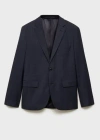 Mango Man Slim Fit Checked Blazer Dark Navy In Dark Navy