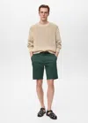 Mango Man Slim-fit Chino Cotton Bermuda Shorts Dark Green