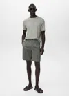 Mango Man Slim-fit Chino Cotton Bermuda Shorts Grey