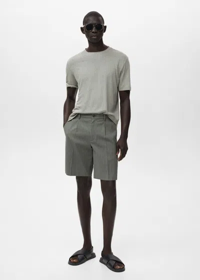 Mango Man Slim-fit Chino Cotton Bermuda Shorts Grey