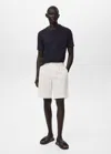 Mango Man Slim-fit Chino Cotton Bermuda Shorts Off White