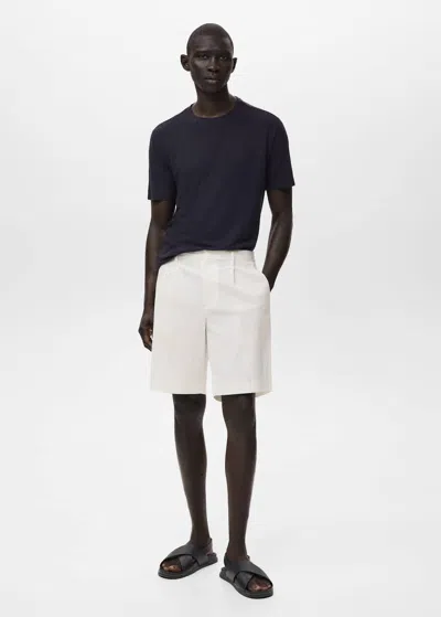 Mango Man Slim-fit Chino Cotton Bermuda Shorts Off White