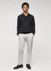 Mango Man Slim Fit Chino Trousers Light Heather Grey