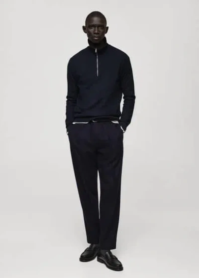 Mango Man Slim Fit Cotton Pants Dark Navy