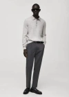 Mango Man Slim Fit Cotton Pants Grey