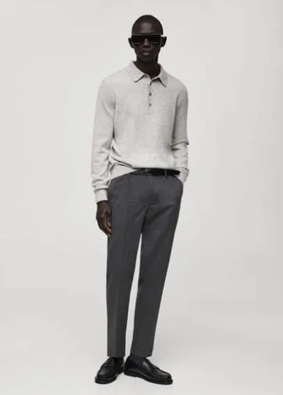 Mango Man Slim Fit Cotton Pants Grey