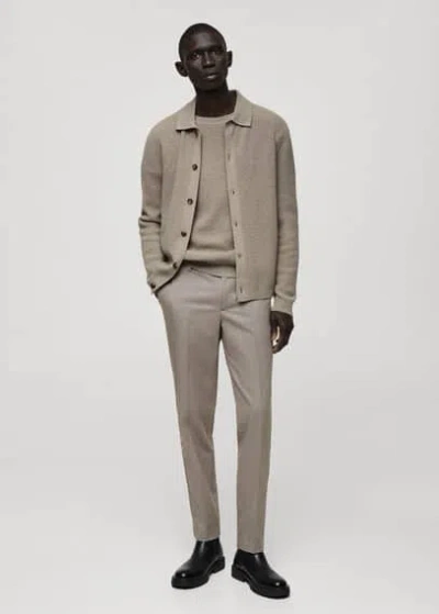 Mango Man Slim Fit Cotton Pants Mink Grey