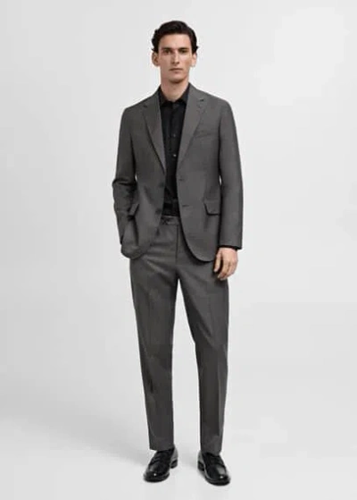 Mango Man Slim-fit Cotton Poplin Suit Shirt Black