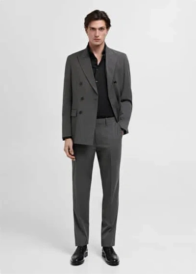 Mango Man Slim Fit Cotton Suit Shirt Black