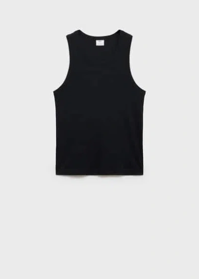 Mango Man Slim Fit Cotton Tank Top Black In Black