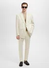 Mango Man Veste Costume Amalfi 100 % Lin Slim-fit Ivoire - Homme - 48 -  In Ivory White