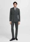 Mango Man Slim-fit Double-breasted Jacket Grey In Grey