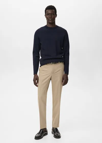 Mango Man Slim-fit Flannel Trousers Beige In Sand