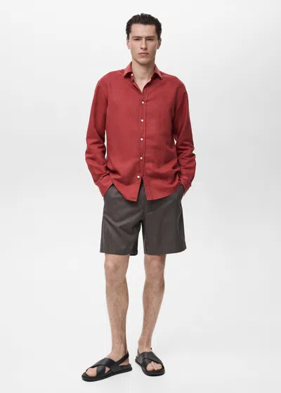 Mango Man Slim-fit Fluid Bermuda Shorts Chocolate
