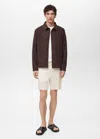 Mango Man Slim-fit Fluid Bermuda Shorts Ecru In Écru