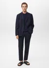 Mango Man Veste De Costume Slim Fit Lin Bleu Marine Foncé - Homme - 54 -