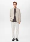 Mango Man Veste De Costume Slim Fit Lin Écru - Homme - 54 -  In Sand