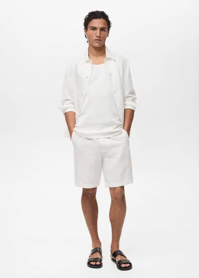 Mango Man Slim-fit Lyocell Bermuda Shorts Off White