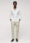 Mango Man Slim Fit Mao Collar Shirt White