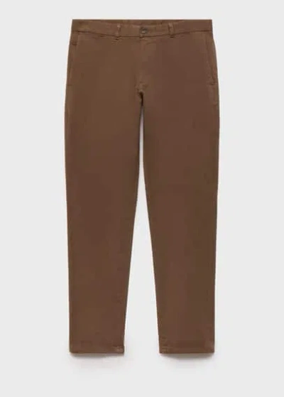 Mango Man Slim Fit Serge Chino Trousers Brown