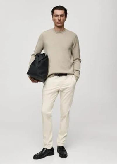 Mango Man Slim Fit Serge Chino Trousers Ecru