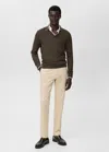 Mango Man Slim Fit Serge Chino Trousers Ecru In Sand