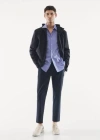 Mango Man Slim Fit Striped Cotton Shirt Ink Blue In Ink Blue