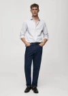 Mango Man Slim Fit Striped Cotton Shirt White In White