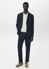 Mango Man Slim-fit Suit Jacket With Pockets Navy In Blue