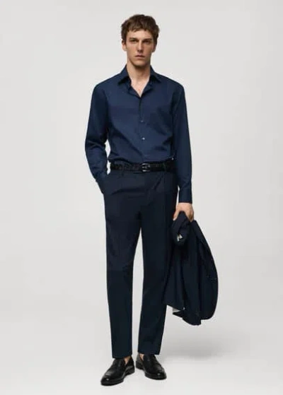 Mango Man 100% Virgin Wool Slim-fit Suit Pants  Dark Navy